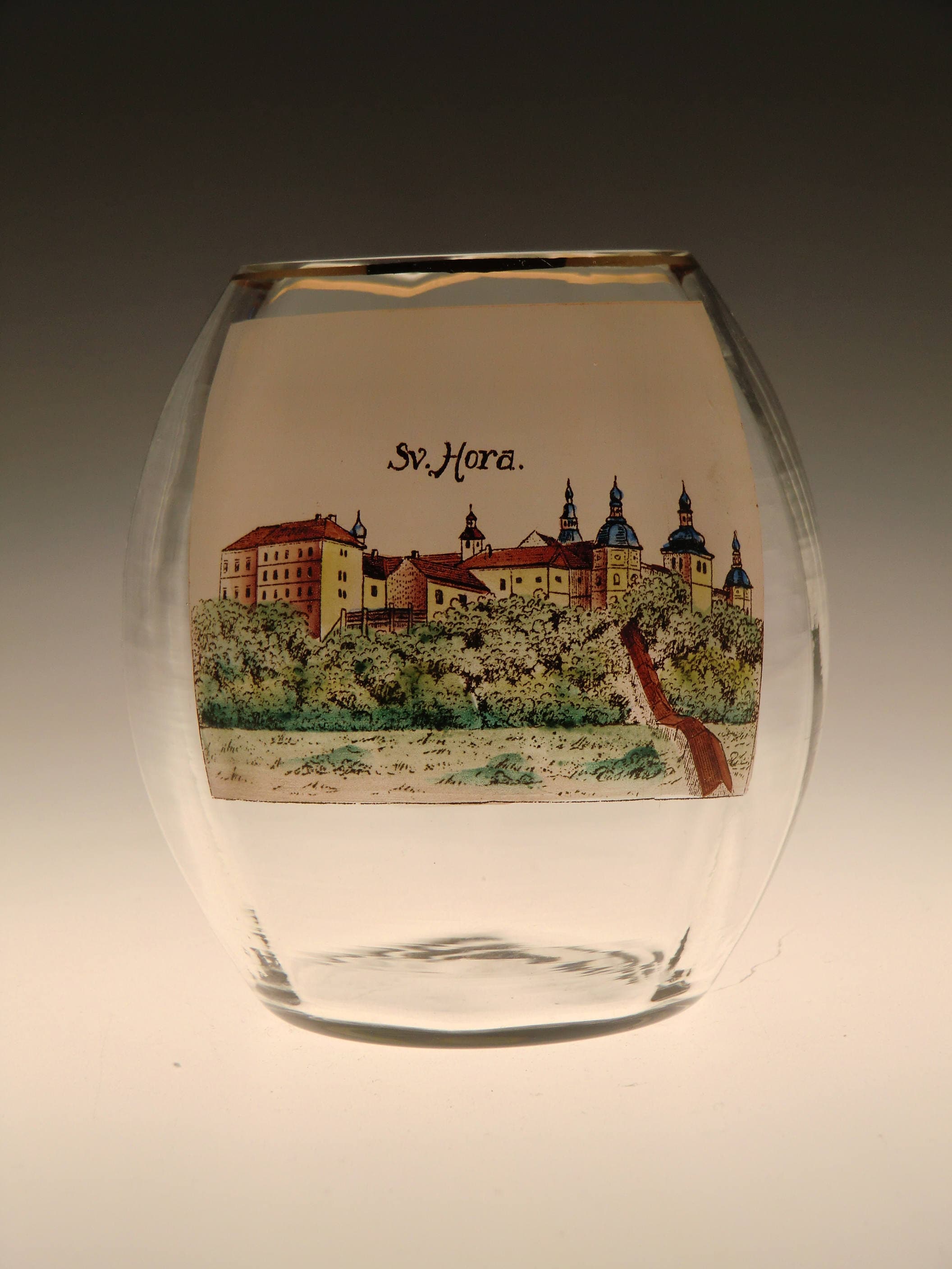 ボヘミアン チェコ アール ヌーボー クリスタル クリア ペイント