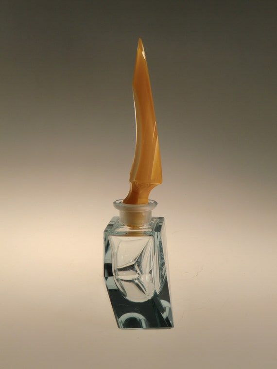 Bohemian Czech Art Deco Cut Glass Perfume Bottle … - image 4