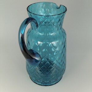Bohemian Czech Art Glass Blue Pitcher Jug image 3