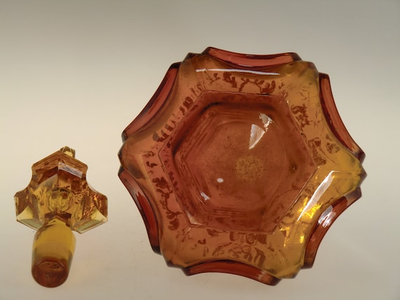 Bohemian Czech Biedermeier Victorian Amber Cut Gl… - image 8