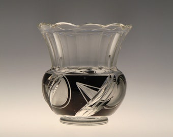 Czech Bohemian Art Deco Glass Vase by Karel Palda Haida
