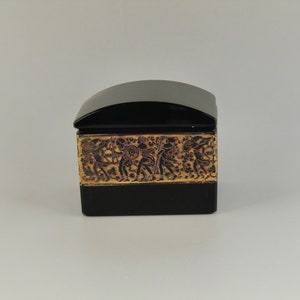Bohemian Czech Art Nouveau Hand Cut Amethyst Glass Dose Powder Box by Moser with Oroplastic Frieze