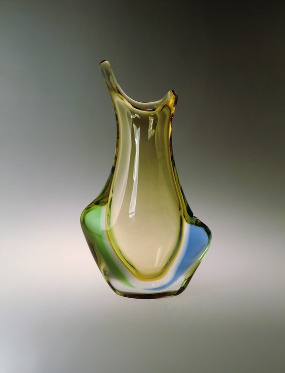 Czech Bohemian Sommerso Art Glass Vase by Hana Machovska for Moser