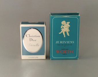Miniature Vintage Dior Diorella Parfum and Je Reviens Worth Parfums USED