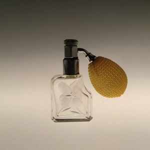 Bohemian Czech Art Deco Crystal Clear Cut Glass Perfume Bottle Flacon