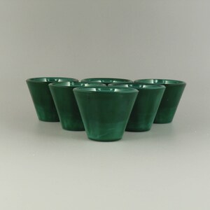 Bohemian Czech Art Deco Malachite Jade Glasses Cups Set of 6pcs.