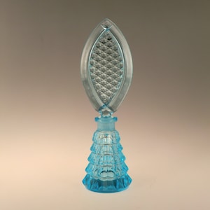 Bohemian Czech Art Deco Light Blue Glass Perfume Bottle Flacon with Stopper