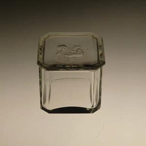 Bohemian Czech Curt Schlevogt Art Deco Clear Crystal Cut Glass Dose Jewerly Box TOP RARE