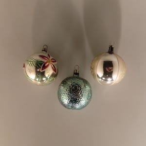 Bohemian Czech Vintage Christmas Glass Ornaments Hand Blown Hand Painted