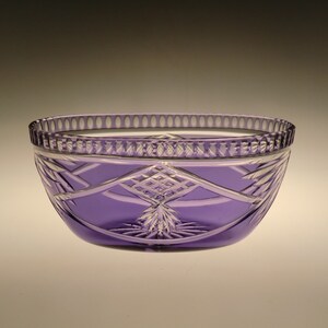 Bohemian Czech Art Deco Violet Hand Cut Bohemian Czech Art Nouveau Opaque Blue