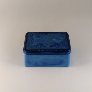 Bohemian Czech Art Deco Lapis Lazuli Blue Glass Dose by Curt Schlevogt - Ingrid collection
