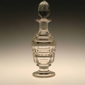 Bohemian Czech Art Deco Crystal Clear  Cut Glass Perfume Bottle