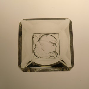 Bohemian Czech Curt Schlevogt Art Deco Cut Glass Ashtray w Hermes