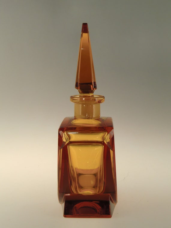 Bohemian Czech Art Deco Cubist Cut Glass Perfume … - image 4
