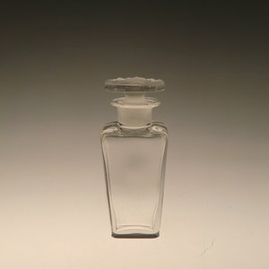 Bohemian Czech Art Nouveau Deco Crystal Clear Cut Glass Perfume Bottle Flacon with Stopper