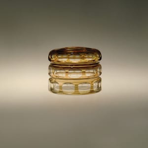 Bohemian Czech Art Deco Cut Glass Dose Powder Jewerly Box