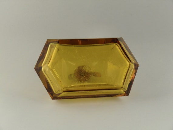 Bohemian Czech Art Deco Amber Hand Cut Glass Perf… - image 6