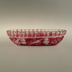 Plato de bandeja de tazón de vidrio cortado a mano Boho Czech Art Déco