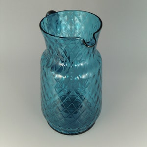 Bohemian Czech Art Glass Blue Pitcher Jug image 4