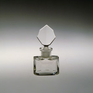 Bohemian Czech Art Deco Crystal Clear Cut Glass Perfume Bottle Flacon