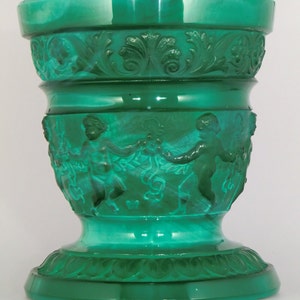 Czech Bohemian Heinrich Hoffmann Art Deco Jade Malachite Glass Vase