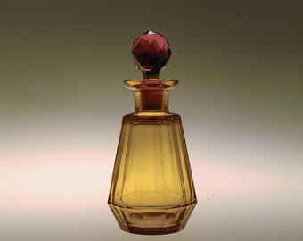 Bohemian Czech Art Deco Rosaline Cut Glass Perfume Bottle - Etsy