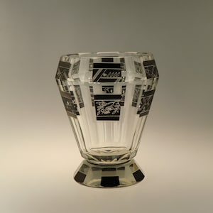 Great Bohemian Czech Significant Art Deco Cut Glass Vase by Karel Palda