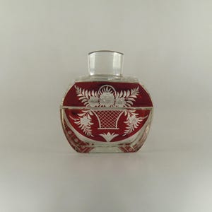 Bohemian Czech Art Deco Cut Glass Powder Box Dose by Karel Palda