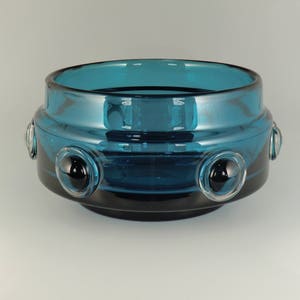 Boho Böhmischer Prachen Glas große blaue Schale von Josef Hospodka SEHR SELTEN