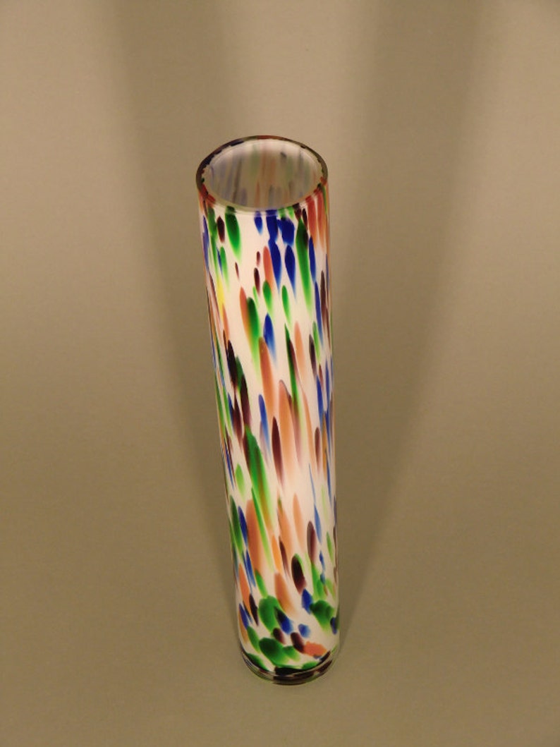 Czech Bohemian Art Glass Splatter Vase image 2