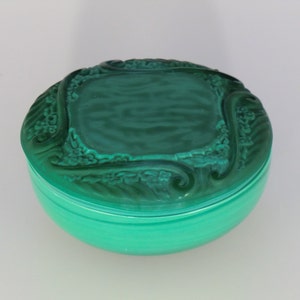 Bohemian Czech Art Deco Jade Malachite Glass Bowl Dose by Schlevogt - Ingrid line