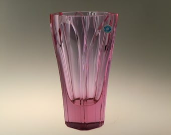 Amazing Bohemian Czech Art Cut Glass Cranberry Vase by Jirina Pastrnkova for ZBS