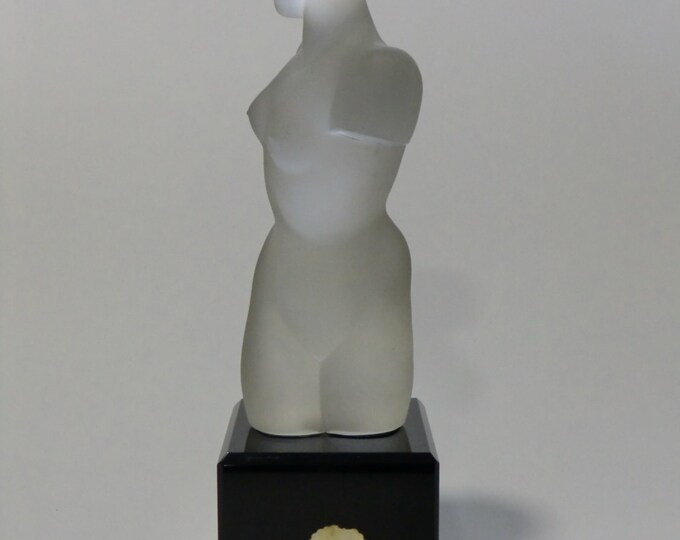 Czech Bohemian Art Deco Glass Sculpture Torso by Eleon Von Rommel Curt