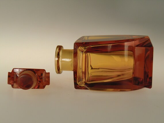 Bohemian Czech Art Deco Cubist Cut Glass Perfume … - image 7