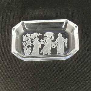Bohemian Czech Curt Schlevogt Art Deco Crystal Clear Cut Glass Bowl Tray