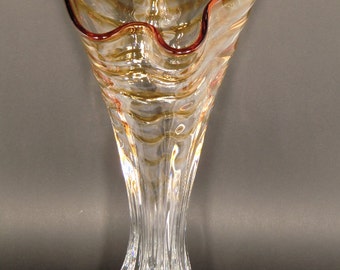 Czech Bohemian Art Glass Tall Amazing Hand Made Vase
