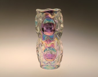 Bohemian Czech Sklo Union Art Glass Iris Iridescent Aurora Vase by Frantisek Peceny