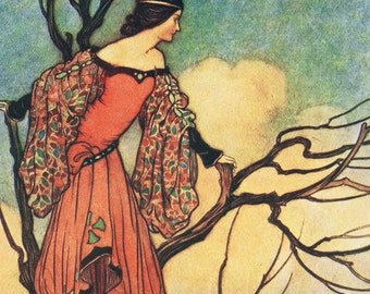 Sofort Download "The Iron Stove" Märchen Royal Princess - Warwick Goble Vintage Illustration aus dem Feenbuch - Druckfertig