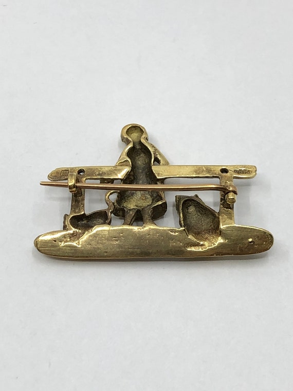 Little Girl with Cat and Kitten Gold Brooch - image 2