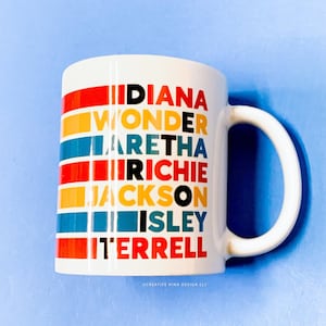 Motown Name Inspired Mug / Music lover / Aretha Franklin / Stevie Wonder / Michael Jackson / Diana Ross / Detroit Mug / Soul Music image 1