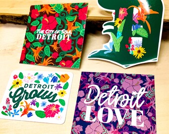 Detroit Decal Sticker Pack /  Detroit Garden / Love Sticker / Detroit City of Soul /  Detroit Stickers