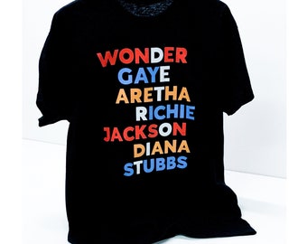 Motown Music Inspired Shirt / Aretha Franklin / Stevie Wonder / Michael Jackson / Diana Ross / Detroit Print / Black Soul Artist