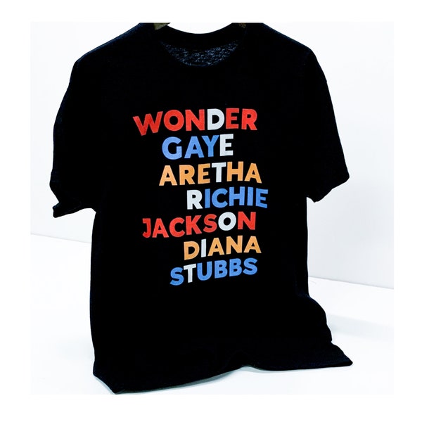 Motown Music Inspired Shirt / Aretha Franklin / Stevie Wonder / Michael Jackson / Diana Ross / Detroit Print / Black Soul Artist