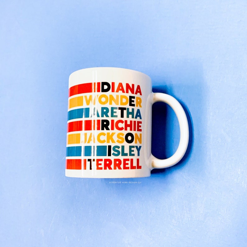 Motown Name Inspired Mug / Music lover / Aretha Franklin / Stevie Wonder / Michael Jackson / Diana Ross / Detroit Mug / Soul Music image 1