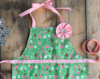 Kids Christmas Aprons - Mom and Me Aprons - Christmas Apron Gift for Little Girl - Stocking Stuffer for Granddaughter