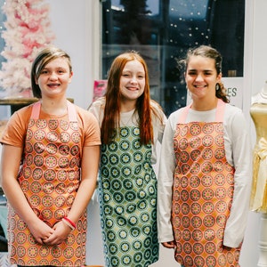 Colorful Metallic Print Apron: Tween, Teen, and Adult Sizes