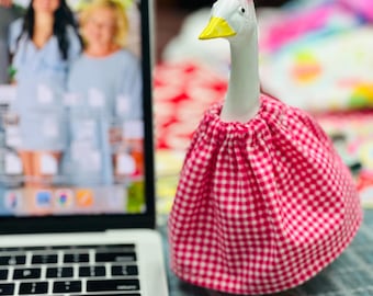 Desk Goose Outfit: Colorful Cotton Dress Set for 7" Goose