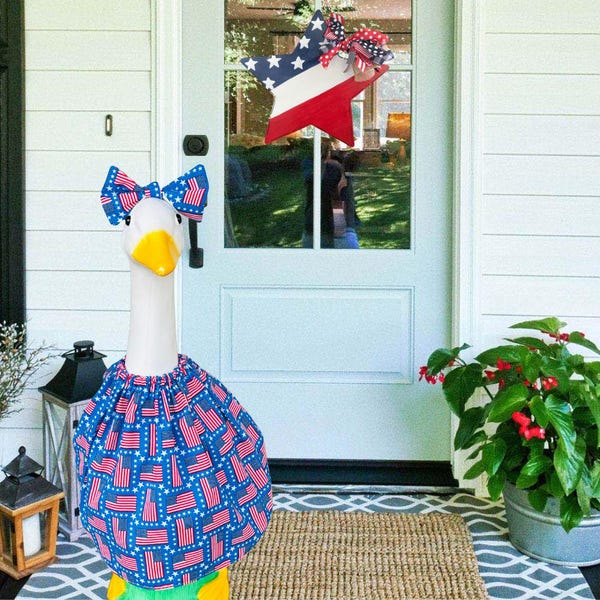 America 250 Goose Dress - Dress for 17" 23" or 28" Porch Goose - Patriotic Porch Goose Outfit