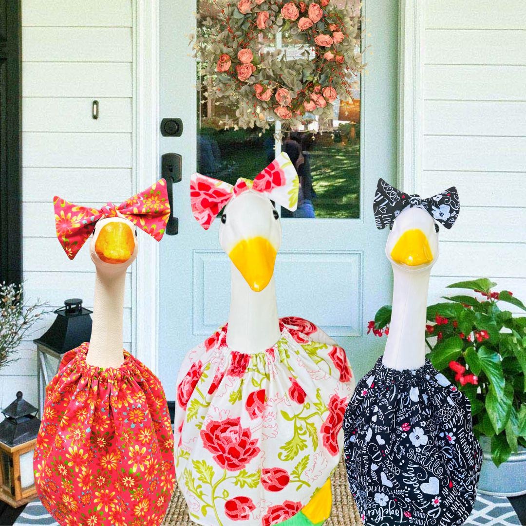 Porch Goose Outfit – Summer Lawn Goose Dress & Hairbow Set (17"-28") - Etsy