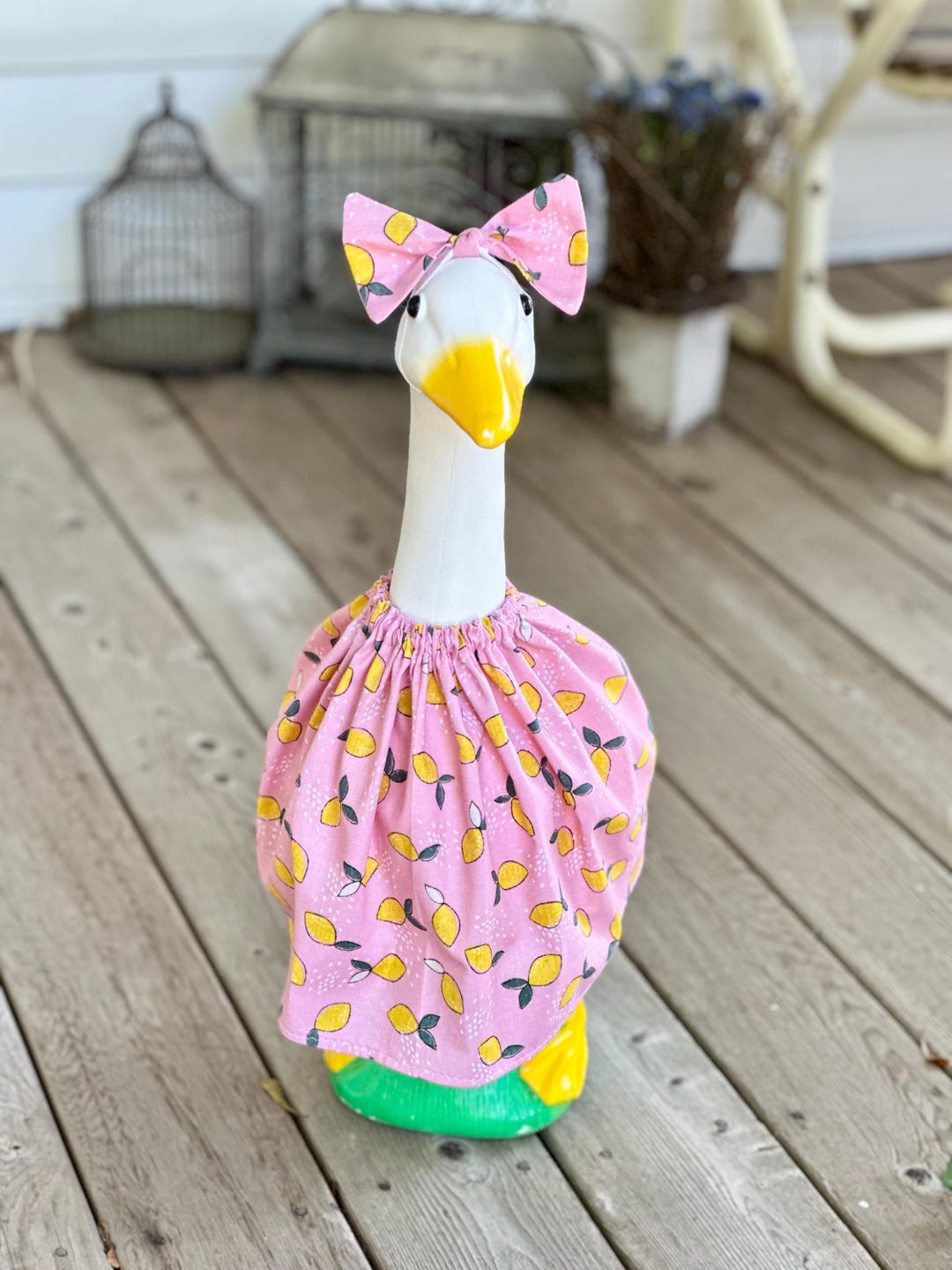 Summer Goose Outfit: Dress and Hair Bow for Lawn Goose - Etsy